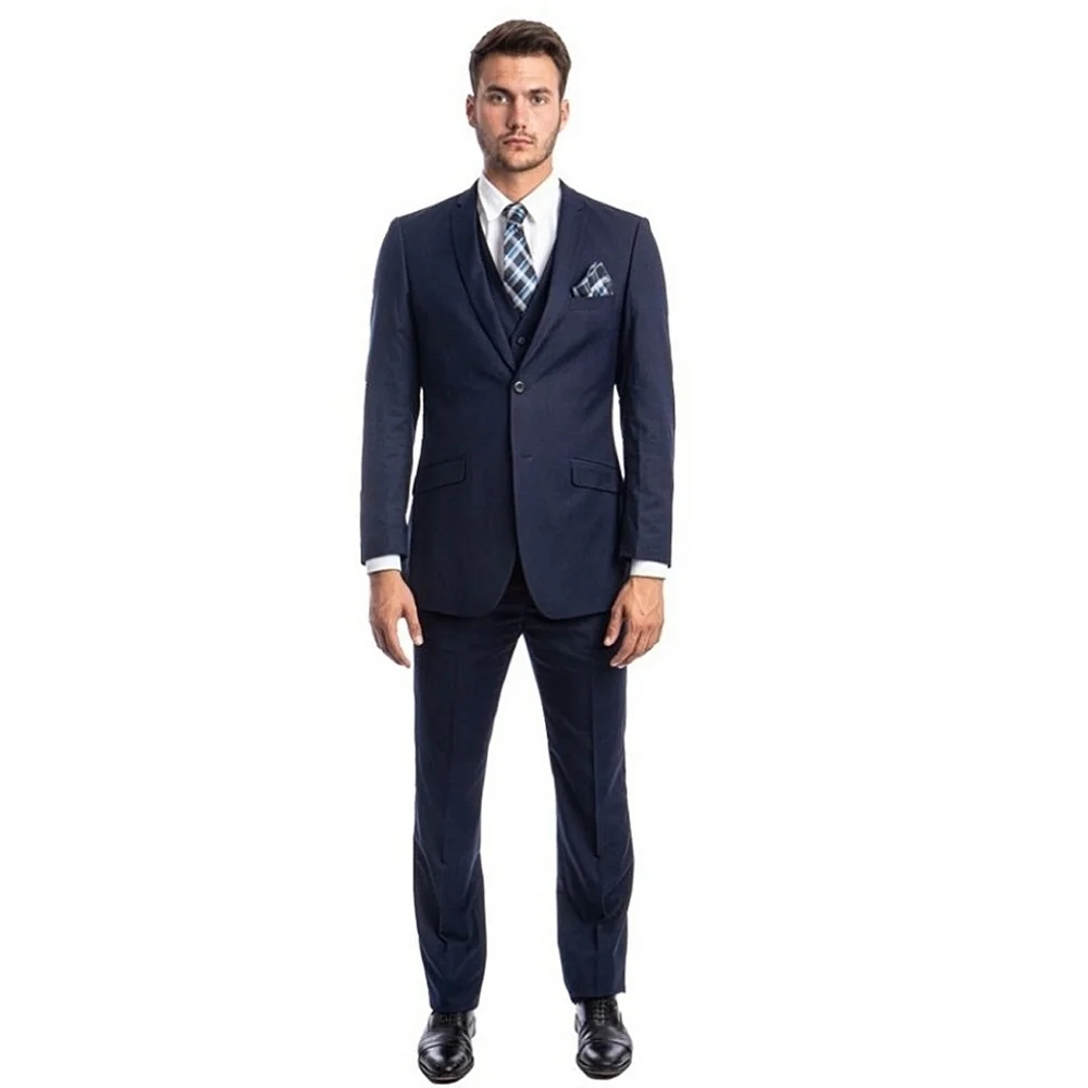 Tazio Italy Elegant Dark Blue Men's Slim Fit Suit